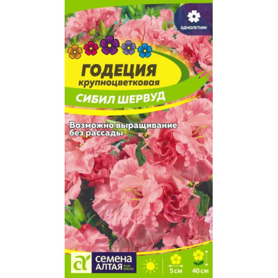 Цветы Годеция Сибил Шервуд/Агрофирма 'Семена Алтая'/семена упакованы в цветном пакете 0,2 гр.