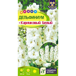 Цветы Дельфиниум Карликовый Белый/Агрофирма 'Семена Алтая'/семена упакованы в цветном пакете 0,1 гр. многолетник
