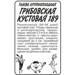 Тыква Грибовская Кустовая 189/Агрофирма 'Семена Алтая'/семена упакованы в белом пакете 2 гр.