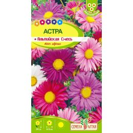Цветы Астра Альпийская смесь/Агрофирма 'Семена Алтая'/семена упакованы в цветном пакете 0,1 гр.