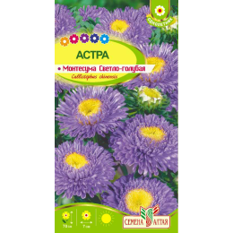 Цветы Астра Монтесума Светло-голубая/Агрофирма 'Семена Алтая'/семена упакованы в цветном пакете 0,15 гр.