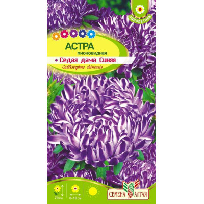 Цветы Астра Седая Дама Синяя/Агрофирма 'Семена Алтая'/семена упакованы в цветном пакете 0,2 гр.