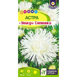 Цветы Астра Уникум Снежинка/Агрофирма 'Семена Алтая'/семена упакованы в цветном пакете 0,3 гр.