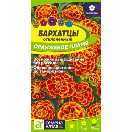 Цветы Бархатцы Оранжевое пламя/Агрофирма 'Семена Алтая'/семена упакованы в цветном пакете 0,2 гр.