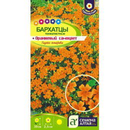 Цветы Бархатцы Оранжевый Самоцвет тонколистн./Агрофирма 'Семена Алтая'/семена упакованы в цветном пакете 0,1 гр.