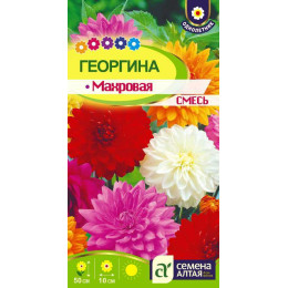 Цветы Георгина Махровая смесь окрасок изменчивая/Агрофирма 'Семена Алтая'/семена упакованы в цветном пакете 0,2 гр.