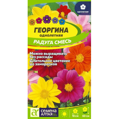 Цветы Георгина Радуга/Агрофирма 'Семена Алтая'/семена упакованы в цветном пакете 0,2 гр.