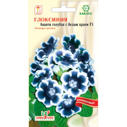 Цветы Глоксиния Аванти Голубая с белым краем/Агрофирма 'Семена Алтая'/семена упакованы в цветном пакете 8 шт.