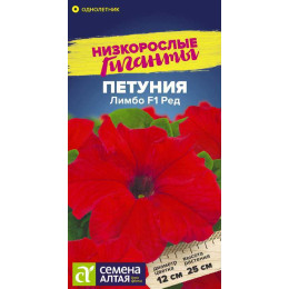 Цветы Петуния Лимбо Ред F1/Агрофирма 'Семена Алтая'/семена упакованы в цветном пакете 10 шт. Низкорослые гиганты