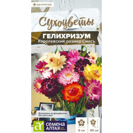 Цветы Гелихризум Королевский размер Смесь/Агрофирма 'Семена Алтая'/семена упакованы в цветном пакете 0,2 гр.