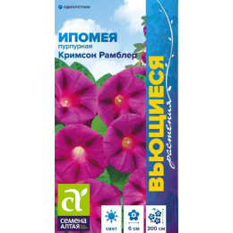 Цветы Ипомея Кримсон Рамблер/Агрофирма 'Семена Алтая'/семена упакованы в цветном пакете 0,5 гр. Вьющиеся растения