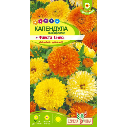 Цветы Календула Фиеста смесь низкор./Агрофирма 'Семена Алтая'/семена упакованы в цветном пакете 0,5 гр.