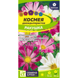 Цветы Космея Ракушка/Агрофирма 'Семена Алтая'/семена упакованы в цветном пакете 0,5 гр.