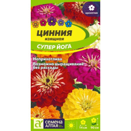 Цветы Цинния Супер Йога изящная/Агрофирма 'Семена Алтая'/семена упакованы в цветном пакете 0,3 гр.