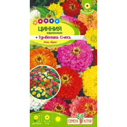 Цветы Цинния Тумбелина смесь Карликовая/Агрофирма 'Семена Алтая'/семена упакованы в цветном пакете 0,2 гр.