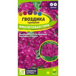 Цветы Гвоздика турецкая Фиолетовая гора/Агрофирма 'Семена Алтая'/семена упакованы в цветном пакете 0,1 гр. двулетник