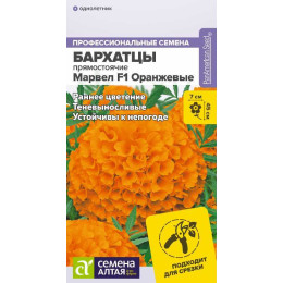 Цветы Бархатцы Марвел оранжевые/Агрофирма 'Семена Алтая'/семена упакованы в цветном пакете 5 шт.