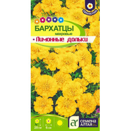 Цветы Бархатцы Лимонные Дольки махровые/Агрофирма 'Семена Алтая'/семена упакованы в цветном пакете 0,3 гр.