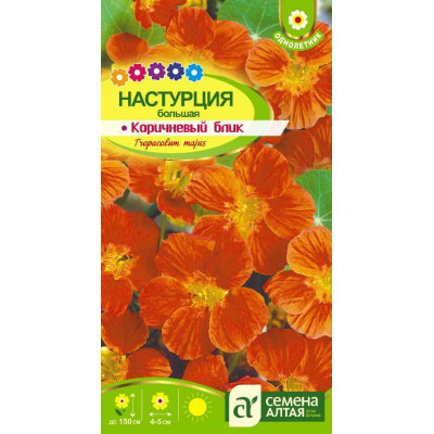 Цветы Настурция Коричневый Блик большая/Агрофирма 'Семена Алтая'/семена упакованы в цветном пакете 0,5 гр. Вьющиеся растения