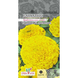 Цветы Бархатцы Тайшан Золотые/Агрофирма 'Семена Алтая'/семена упакованы в цветном пакете 5 шт.