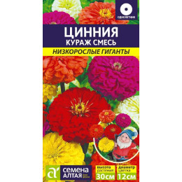 Цветы Цинния Кураж смесь карликовая/Агрофирма 'Семена Алтая'/семена упакованы в цветном пакете 0,3 гр.