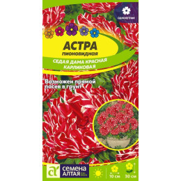 Цветы Астра Седая Дама Красная карликовая/Агрофирма 'Семена Алтая'/семена упакованы в цветном пакете 0,1 гр.