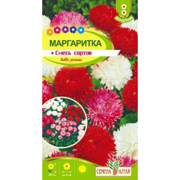 Цветы Маргаритка Смесь Сортов/Агрофирма 'Семена Алтая'/семена упакованы в цветном пакете 0,05 гр.