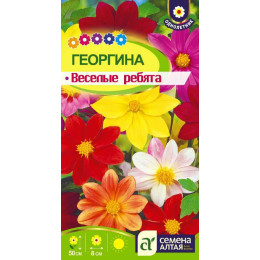 Цветы Георгина Веселые Ребята/Агрофирма 'Семена Алтая'/семена упакованы в цветном пакете 0,2 гр.