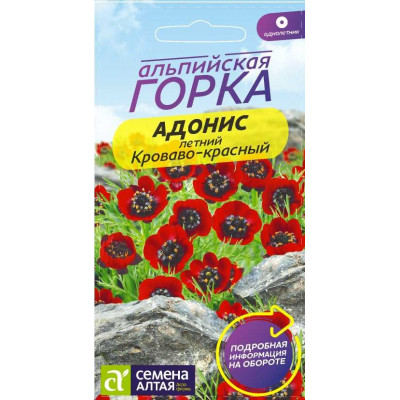 Цветы Адонис летний Кроваво-красный/Агрофирма 'Семена Алтая'/семена упакованы в цветном пакете 0,2 гр. Альпийская горка